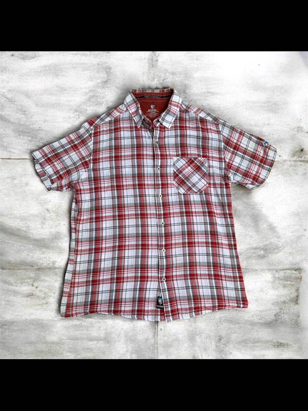 Kuhl Men's Red and White Plaid Short-Sleeve Button-Down Shirt